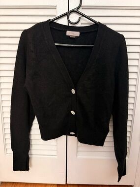 H&M Black V-Neck Cardigan with Decorative Buttons